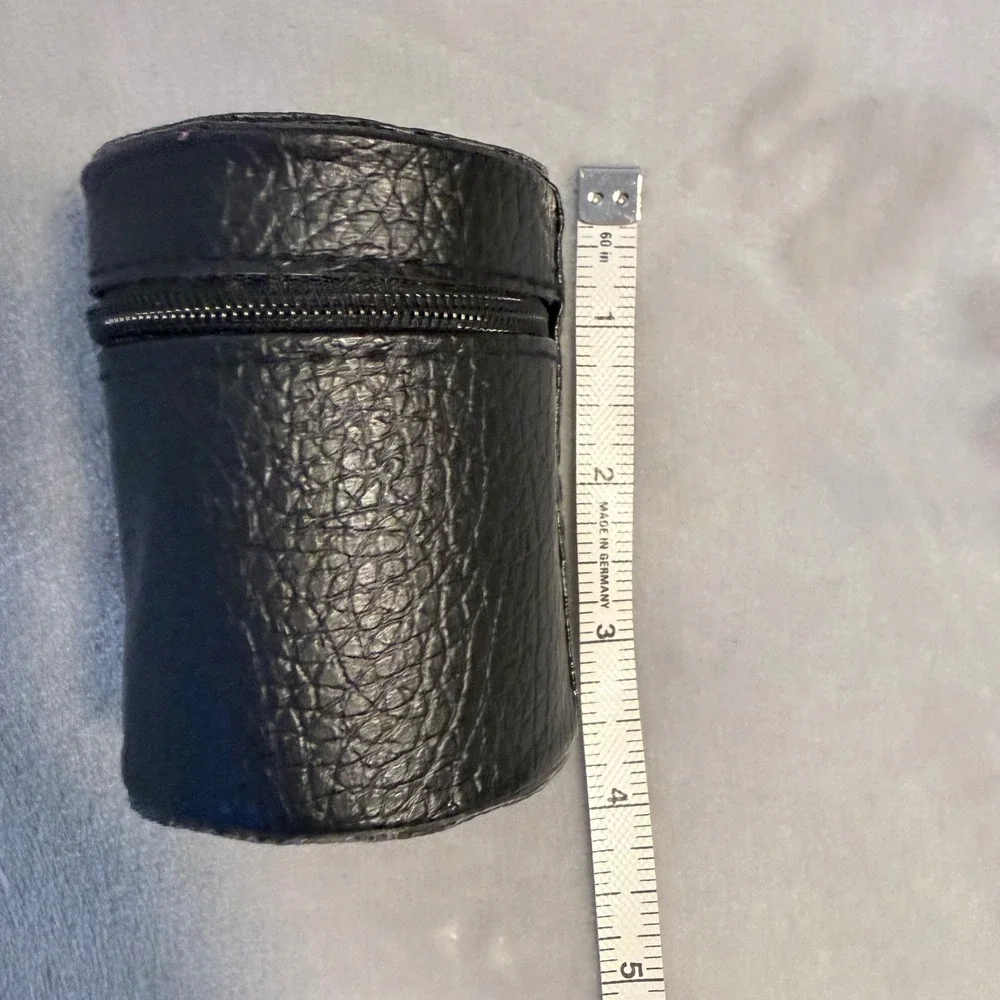 Vntg Stainless Steel Travel 4 Shot Glass Set Black Zipper Case Camping Barware